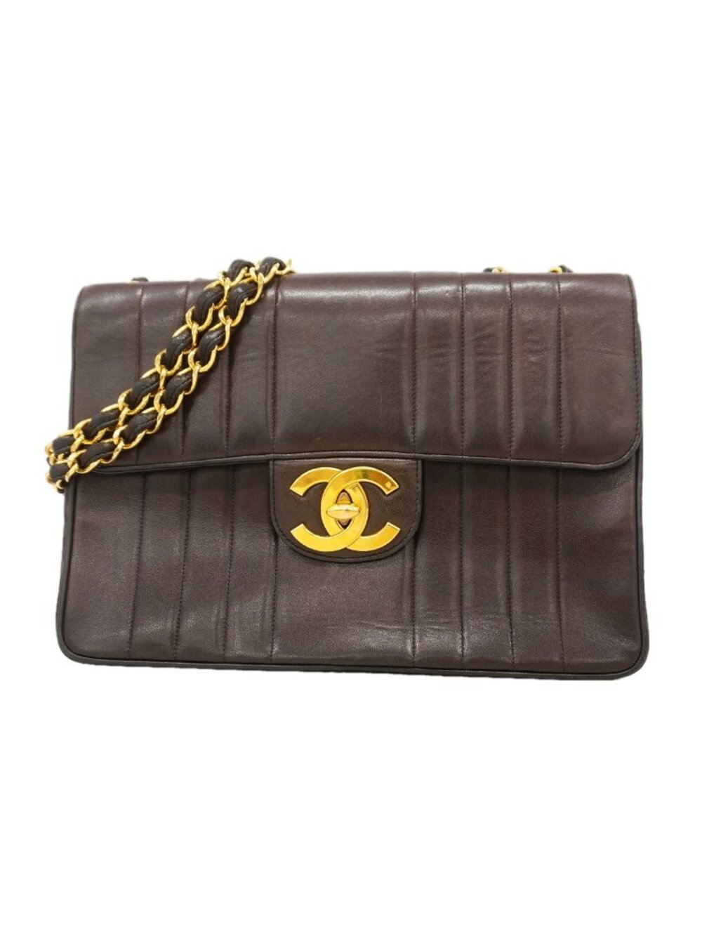 Chanel Shoulder Bag Mademoiselle Lambskin Black Gold